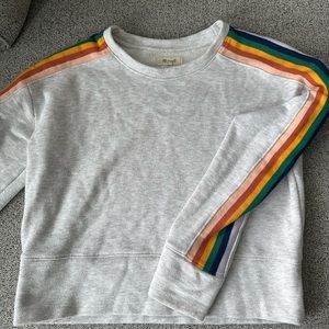 Madewell cropped crew neck with striped sleeves